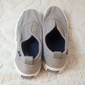 Grey Sperry Canvas Slip Ons